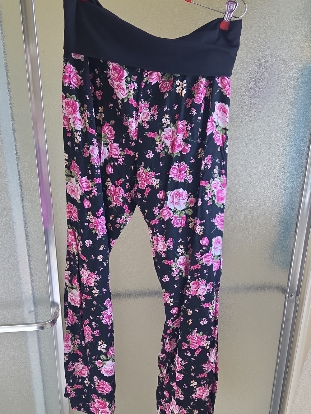 Metaphor. Black Pink Floral Print Light Fabric